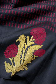 Black Pure Zari Kanjivaram Silk Saree 10063141