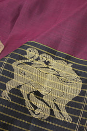 Black Half and Half Pure Zari Kanjivaram Silk Saree 10063149