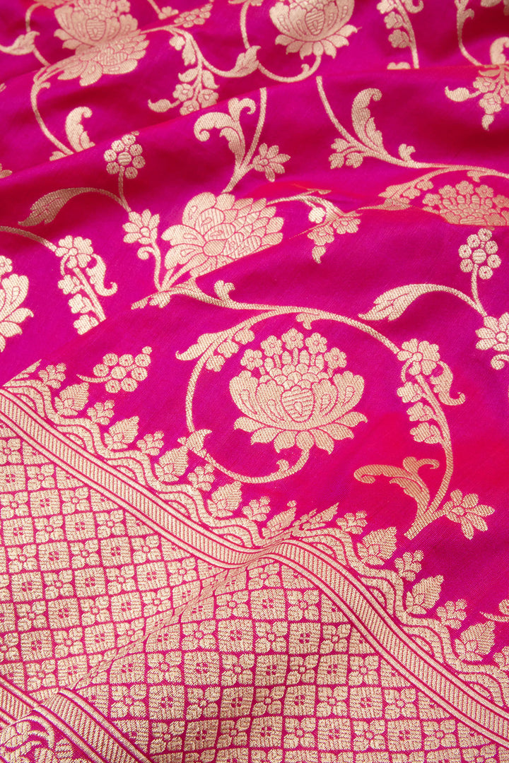 Rani Pink Handloom Banarasi Katan Silk Saree 10063201