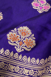 Honey Flower Purple Handloom Banarasi Katan Silk Saree 10063210