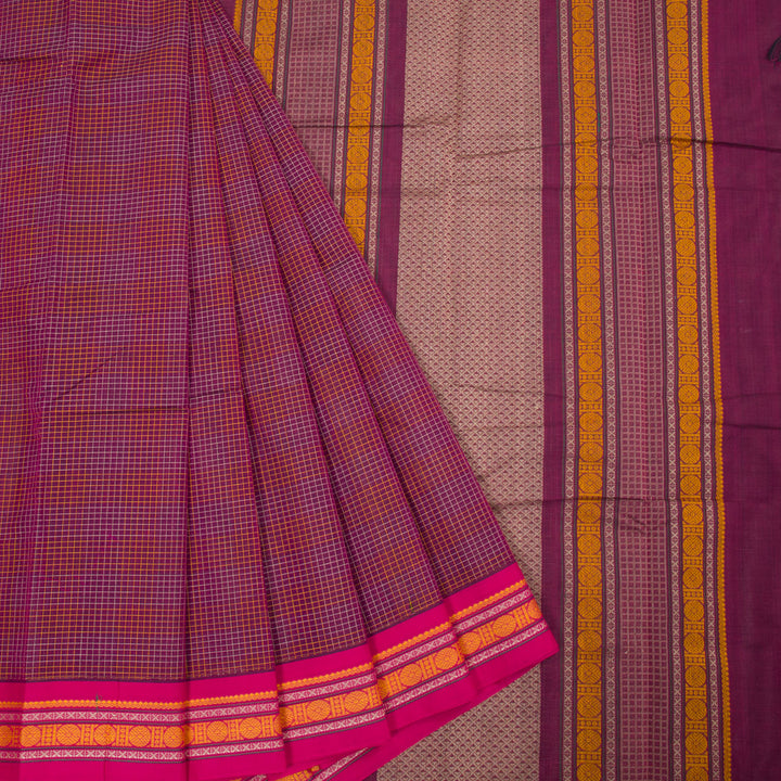 Wine Purple Handloom Kanchi Cotton Saree 10063656