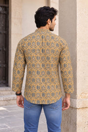 Green Full Sleeve Kalamkari Print Raglan Men's Shirt 10077843
