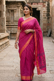Dark Pink Sungudi Saree 10078051