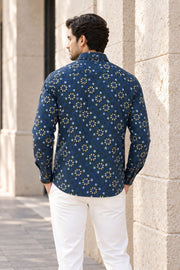 Green Full Sleeve Jahota Printed Cotton Mens Shirt 10073160