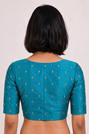 Blue Aari Embroidered Tussar Silk Blouse 10077779