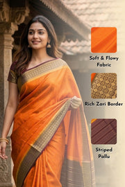 Orange Semi Mysore Crepe Silk Saree 10077805