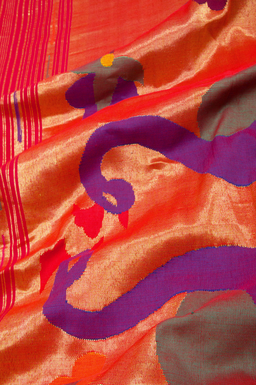 Scarlet Red Handloom Paithani Cotton Saree 10062501