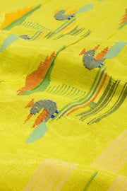 Harvest Gold Yellow Handloom Paithani Cotton Saree 10062504