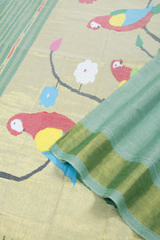 Sage Green Handloom Paithani Cotton Saree 10062506