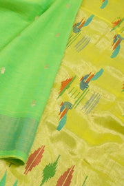 Neon Green Handloom Paithani Cotton Saree with Silk Pallu 10062508
