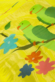 Yellow Handwoven Paithani Cotton Saree with Silk Pallu 10062509