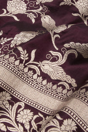 Burgundy Handloom Banarasi Katan Silk Saree 10063200