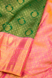 Forest Green Pure Zari Korvai Kanjivaram Silk Saree 10062638