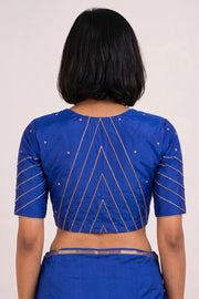 Azure Blue Aari Embroidered Tussar Silk Blouse 10070440