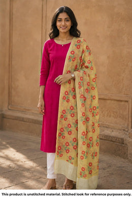 Rani Pink Chanderi Silk Cotton 2 Piece Salwar Suit Material 10077390