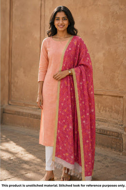 Pink Chanderi Silk Cotton 2 Piece Salwar Suit Material 10077387
