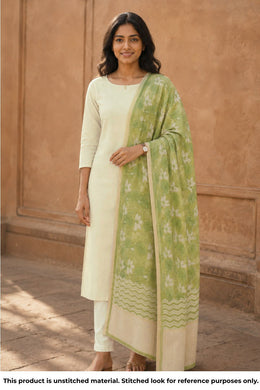 Beige Chanderi Silk Cotton 2 Piece Salwar Suit Material 10077385