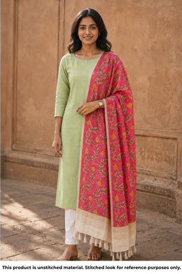 Mint Green Chanderi Silk Cotton 2 Piece Salwar Suit Material 10077389