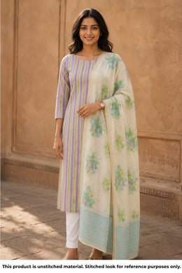 Multicolor Chanderi Silk Cotton 2 Piece Salwar Suit Material 10077386