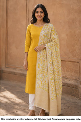 Yellow Chanderi Silk Cotton 2 Piece Salwar Suit Material 10077394