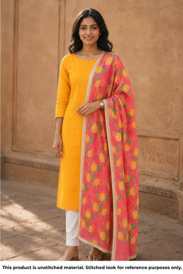 Yellow Chanderi Silk Cotton 2 Piece Salwar Suit Material 10077384