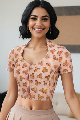 Pink Vanaspathi Printed Cotton Blouse 10073353