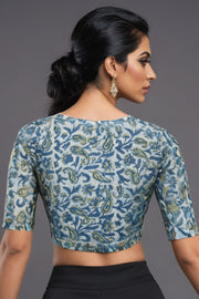 Blue Vanaspathi Printed Cotton Blouse 10073355