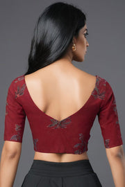Maroon Ajrakh Printed Cotton Blouse 10073363