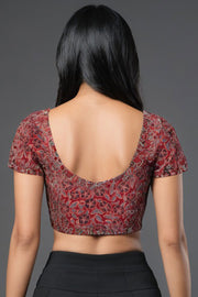 Maroon Ajrakh Printed Cotton Blouse 10073366