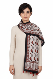 Cream Vanaspathi Modal Silk Cotton Stole 10075281