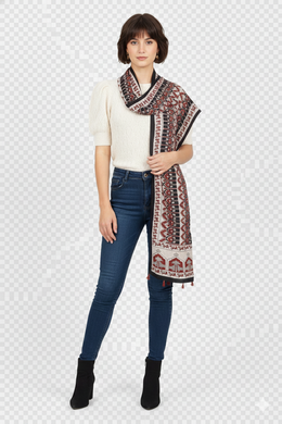 Cream Vanaspathi Modal Silk Cotton Stole 10075283