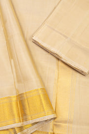 Butterscotch Beige Kanjivaram Silk 8 x 4 Dhoti With Gold Zari Border And With Shirt Material 10063276