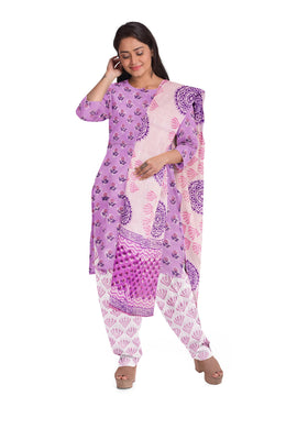 Lavender 3-Piece Mulmul Cotton Salwar Suit 10070116
