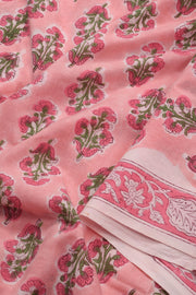 Pink Handblock Printed Cotton with Chiffon Dupatta 3-Piece Salwar Suit Material 10072965