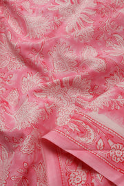 Pink Handblock Printed Cotton with Chiffon Dupatta 3-Piece Salwar Suit Material 10072971