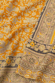 Yellow Kani Printed Silk Saree 10077862