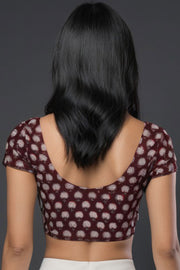 Maroon Jahota Printed Cotton Blouse 10073340
