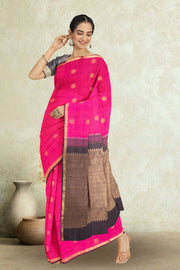  Electric Pink Kanjivaram Silk Saree 10075617