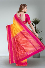 Turmeric Yellow Handloom Kanjivaram Soft Silk Saree 10075690