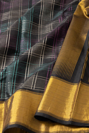 Black Kanjivaram Silk Saree with Zari Border 10078180