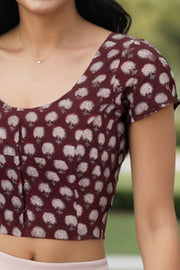 Maroon Jahota Printed Cotton Blouse 10073340