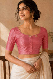 Peach Banarasi Katan Silk Blouse 10076214