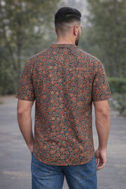 Ajrakh Printed Cotton Men's Kurta With Slim-Fit Design & Front Pocket 10076893