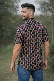 Ajrakh Cotton Men's Short Kurta With Slim-Fit Design & Front Pocket 10076896