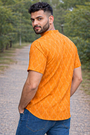 Ikat Cotton Men's Short Kurta With Slim-Fit Design & Front Pocket 10076949