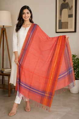 Blush Orange Silk Cotton Dupatta 10064109 