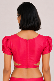 Pink Handcrafted Raw Silk Blouse 10077754
