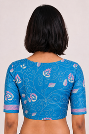Blue Kantha Embroidered Tussar Blouse 10069587