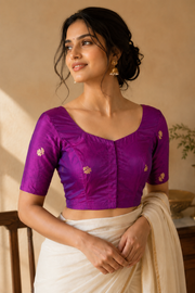 Purple Banarasi Katan Silk Blouse 10076211