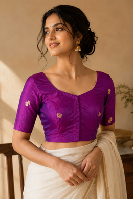Purple Banarasi Katan Silk Blouse 10076211